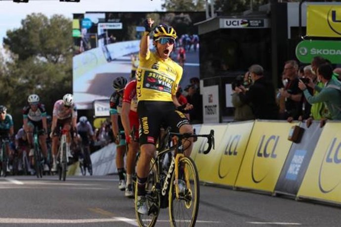 El ciclista esloveno Primoz Roglic (Team Jumbo-Visma) se impone en la sexta etapa de la París-Niza 2021, disputada entre Brignoles y Biot sobre 202,5 kilómetros