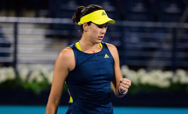 Garbiñe Muguruza celebrando un punto en el torneo de Dubai