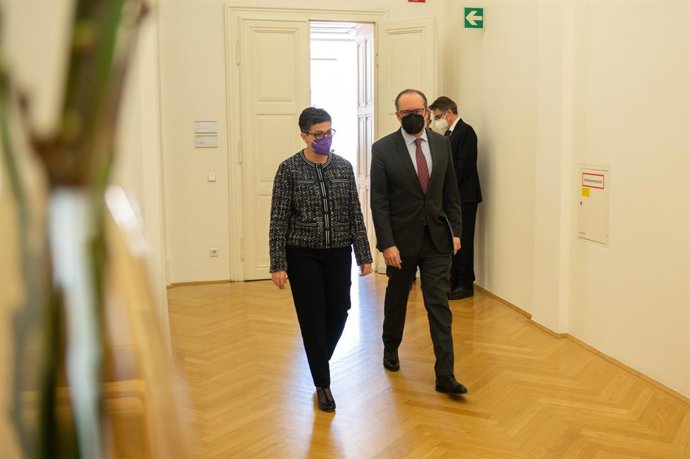 Arancha González Laya con su homólogo austriaco, Alexander Schallenberg