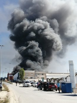 Incendio declarado hoy en una nave industrial en el municipio de Molina de Segura