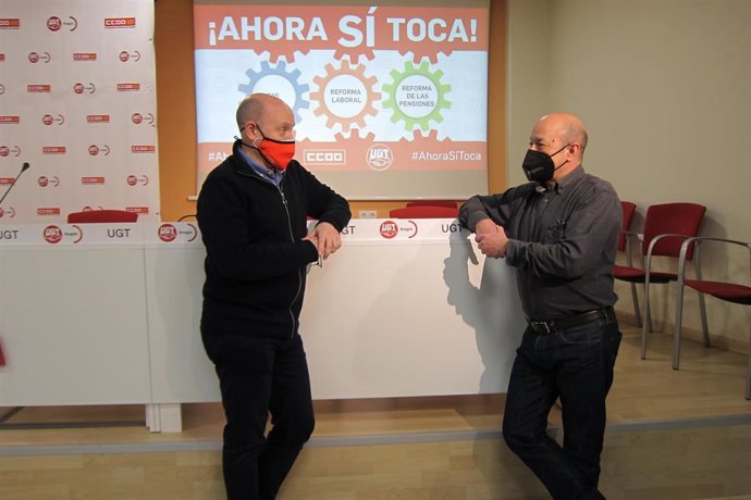 Archivo - Manuel Pina y Daniel Alastuey en la presentación de las movilizaciones del 11 de febrero.