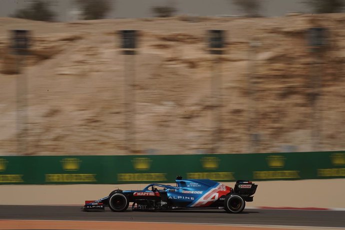 13 March 2021, Bahrain, Sakhir: Spanish Formula One driver Fernando Alonso of Alpine F1 Team takes part in day two of the 2021 Formula 1 Pre-Season testing at the Bahrain International Circuit. Photo: Hasan Bratic/dpa