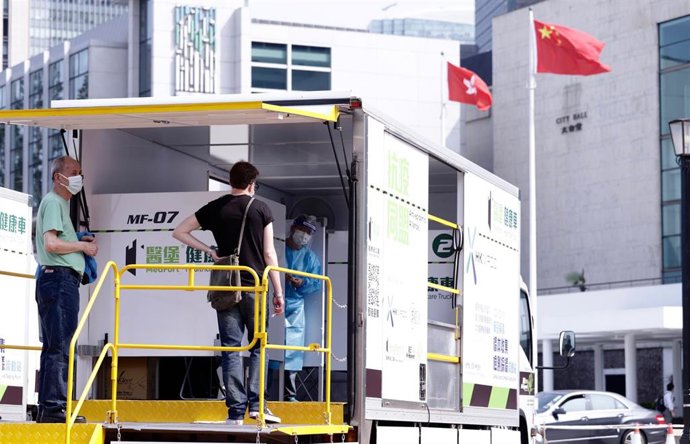 Centro de pruebas de coronavirus en Hong Kong