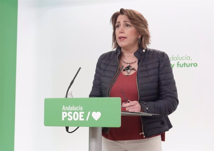 La secretaria general del PSOE-A, Susana Díaz, en rueda de prensa en una foto de archivo.
