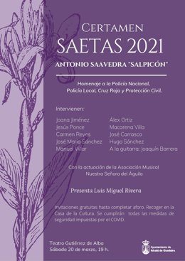 [Sevilla] Np Alcalá: Vuelven Los Sones De Semana Santa Al Teatro Gutiérrez De Alba De Alcalá De Guadaíra: Aires De Pasión Este Viernes, Y El Certamen De Saetas Antonio Saavedra Salpicón Para Este Sábado