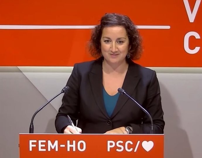 Alícia Romero (PSC) en rueda de prensa.