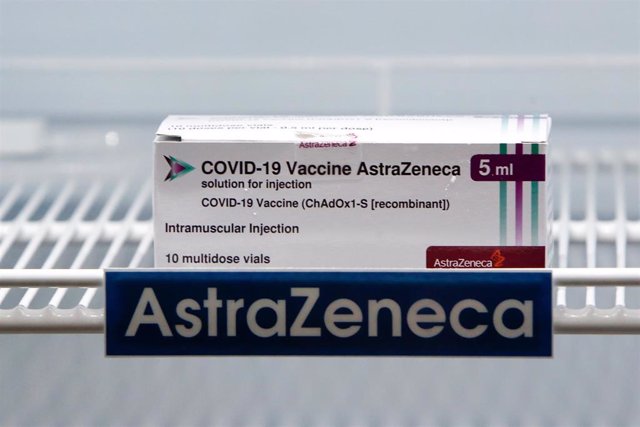 12 March 2021, Thailand, Bangkok: A box of the AstraZeneca vaccine is seen in a cooling refrigerator at the Bamrasnaradura Infectious Diseases Institute in Nonthaburi province on the outskirts of Bangkok. Photo: Chaiwat Subprasom/SOPA Images via ZUMA Wire