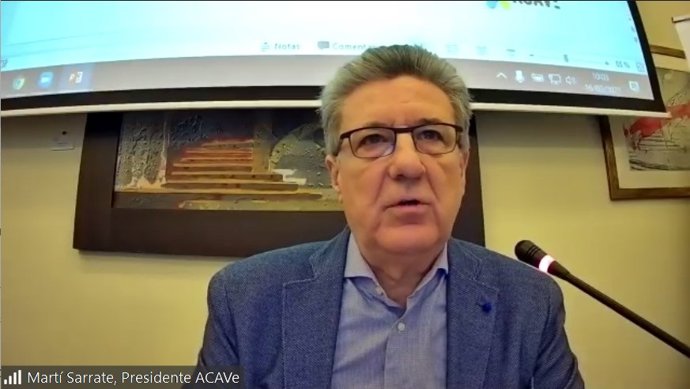 El presidente de ACAVe, Martí Sarrate, encargado de presentar los resultados de una encuesta realizada entre sus asociados para cuantificar el impacto que ha tenido un año de pandemia en su situación comercial, financiera y humana en España