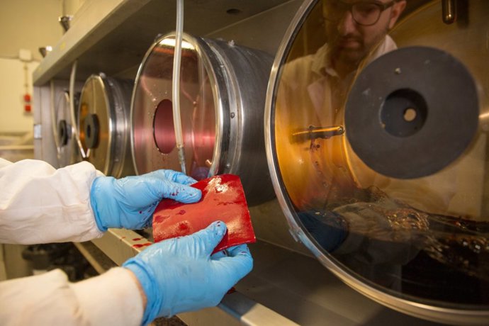 Piel curtida con el sistema ecológico de la UdL que usa un residuo de la producción de aceite de oliva