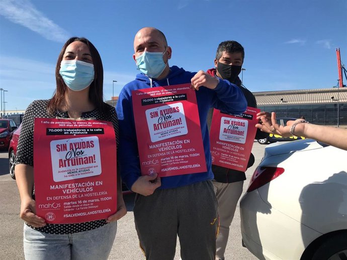 Participantes manifestación de la hostelería malagueña