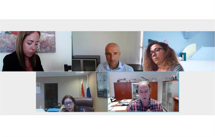 Representantes de la Plataforma Más Deporte en la reunión con la consejera de Educación del Gobierno de Canarias, Manuela Armas