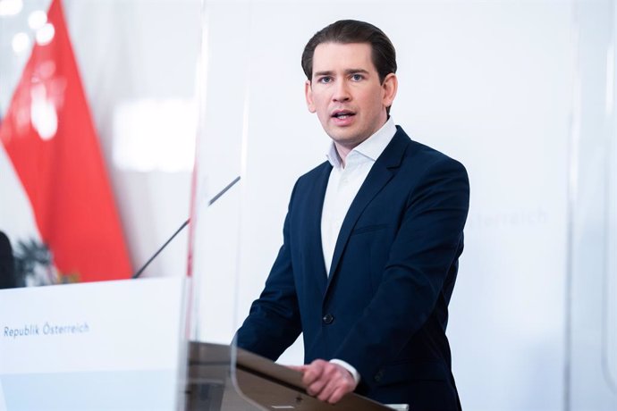 17 March 2021, Austria, Vienna: Austrian Chancellor Sebastian Kurz speaks during a press conference after a cabinet meeting at the Federal Chancellery. Photo: Georg Hochmuth/APA/dpa
