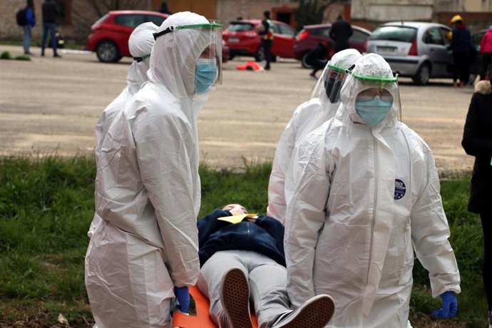 Uno de los momentos del simulacro.