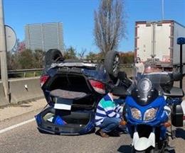 Vuelco en la Ronda Interior de Valladolid.