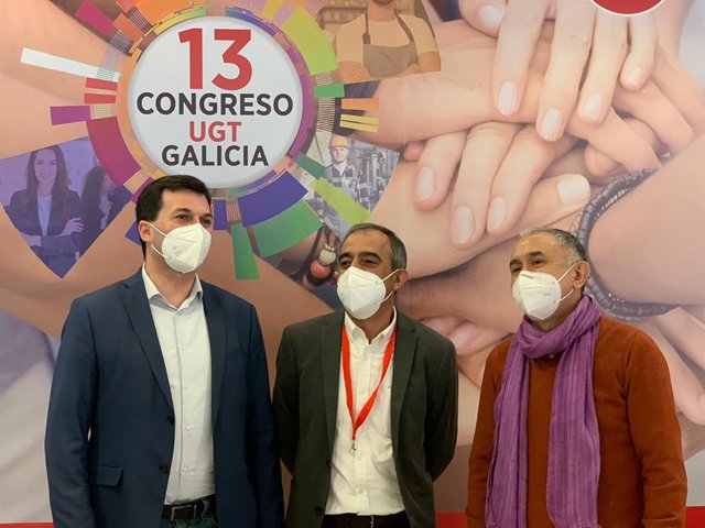 Gonzalo Caballero, José Antonio Gómez y Pepe Álvarez en el 13º Congreso de UGT