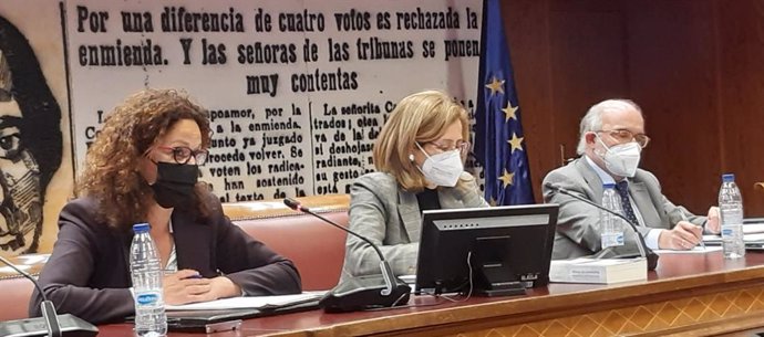 La presidenta del Consell de Mallorca, Catalina Cladera, en la ponencia de insularidad del Senado.