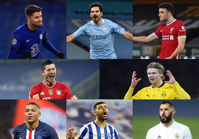 Jugadores de los ocho equipos clasificados para cuartos de final de la Liga de Campeones 2020/21