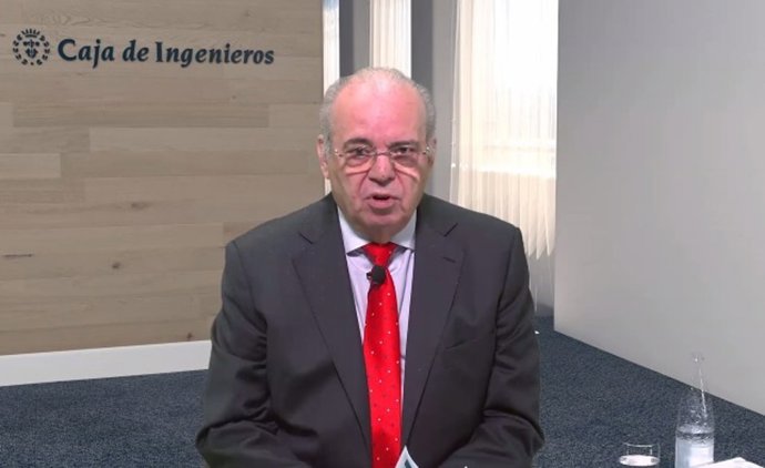 El presidente de Grup Caixa d'Enginyers, Josep Oriol, este jueves en una rueda de prensa telemática
