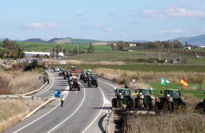 Archivo - Imagen de archivo de una tractora en Villamartín en defensa del campo en febrero de 2020