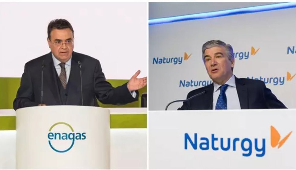Archivo - El presidente de Enagás, Antonio Llardén, y de Naturgy, Francisco Reynés