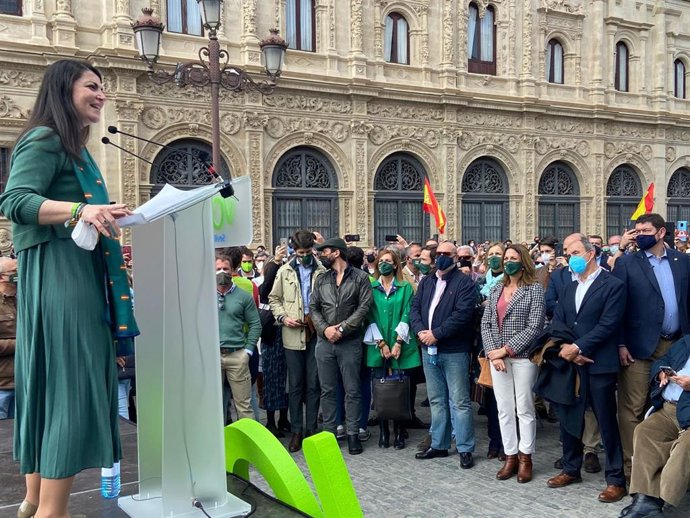 Macarena Olona, en su visita a Sevilla el pasado 28F