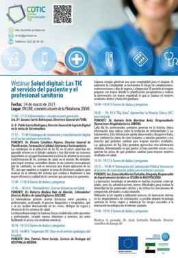Cartel de unas jornadas en Extremadura sobre el papel de las TIC en la reforma del sistema público de salud
