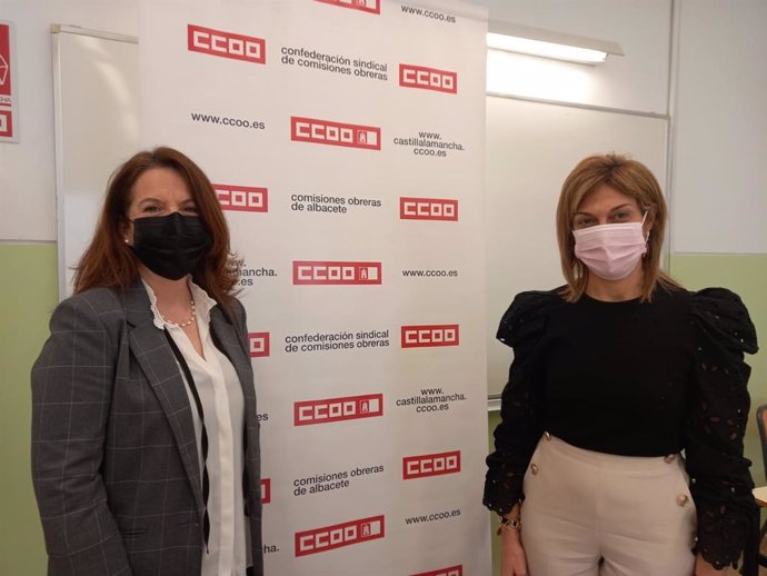 La secretaria regional de Política Institucional y Salud Laboral de CCOO, Raquel Payo y la secretaria general del sindicato en Albacete, Carmen Juste.