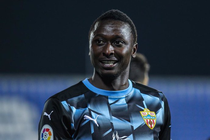 Umar Sadiq of UD Almeria looks on during the Spanish second league, Liga SmartBank, football match played between CD Leganes and Almeria  at Municipal de Butarque stadium on February 17, 2021 in Leganes, Spain.