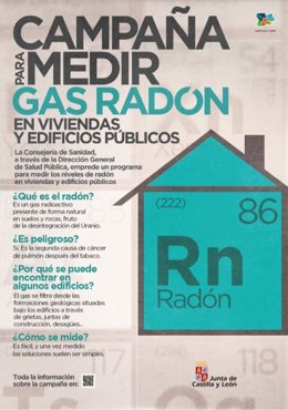Cartel de la campaña para medir los niveles de gas radón en Castilla y León.