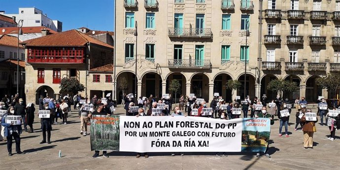 Protesta convocada por la plataforma Por un Monte Galego con Futuro en Pontevedra