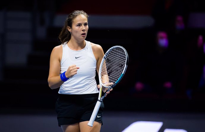 Daria Kasatkina of Russia in action during the final of the 2021 St. Petersburg Ladies Trophy WTA 500 tournament against Margarita Gasparyan of Russia