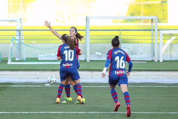Alba Redondo Ferrer of Levante UD celebrates a goal during the Spanish women league, Primera Iberdrola, football match played between Real Madrid and Levante UD at Ciudad Deportiva Real Madrid on March 21, 2021 in Valdebebas, Madrid, Spain.