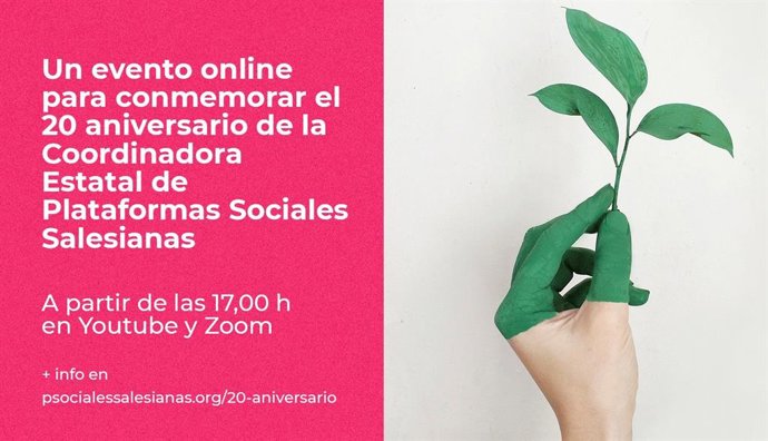 Imagen del cartel del evento de Plataformas Sociales Salesianas por su 20 aniversario