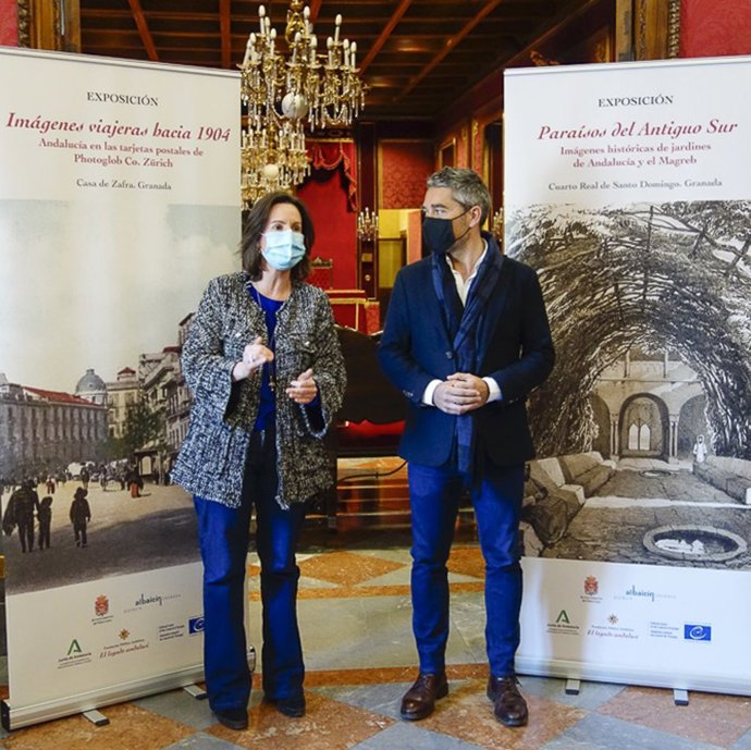 La directora de la fundación Legado Andalusí, Concha de Santa Ana, y el concejal de Turismo de Granada, Manuel Olivares.