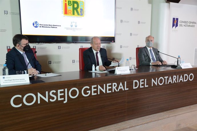 El ministro de Justicia, Juan Carlos Campo, en el lanzamiento de la nueva plataforma de comunicación de IberRed
