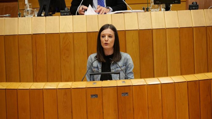 La diputada del BNG Olalla Rodil en su intervención en la Cámara durante la defensa de la bautizada como 'Ley Ángeles Alvariño'