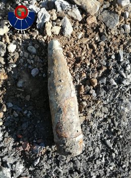 Obús de la guerra civil localizado en Galdakao, en Bizkaia