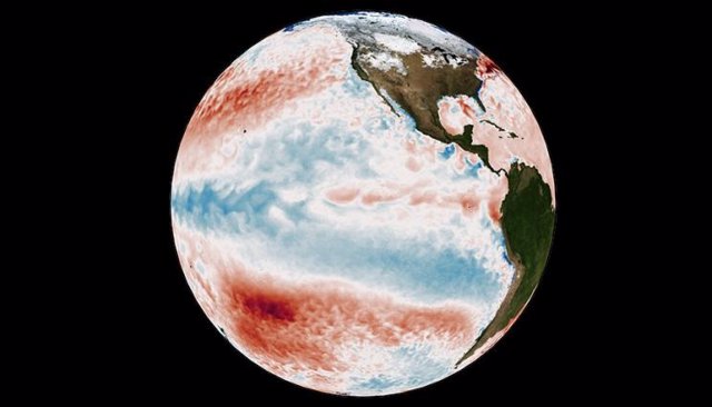 Anomalías de la temperatura de la superficie del mar que ilustran el evento actual de La Niña
