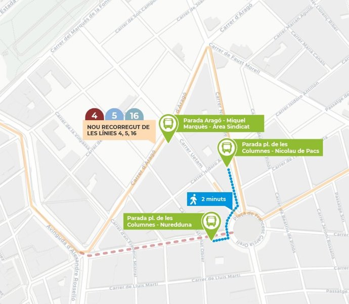 Nuevo recorrido de las líneas 4, 5 y 16 de la EMT de Palma.