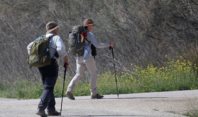 Archivo - Senderistas por la Vía Verde Subbetica.