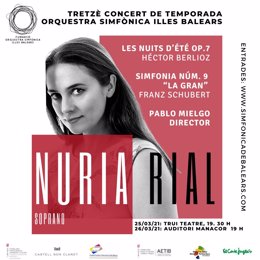 Cartel del concierto que ofrecerá la Sinfónica junto a la soprano Nuria Rial.