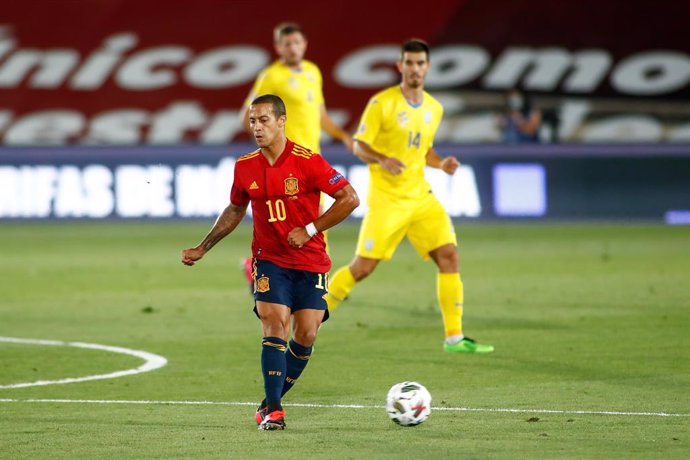 Archivo - Thiago Alcantara of Spain in action during the Nations League football match played between Spain and Ukraine at Alfredo Di Stefano stadium on september 06, 2020 in Valdebebas, Madrid, Spain.