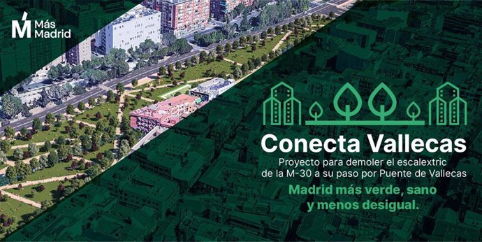 Conecta Vallecas es una propuesta de Más Madrid para desmontar el Scalextric de la M-30 a su paso por el distrito de Puente
