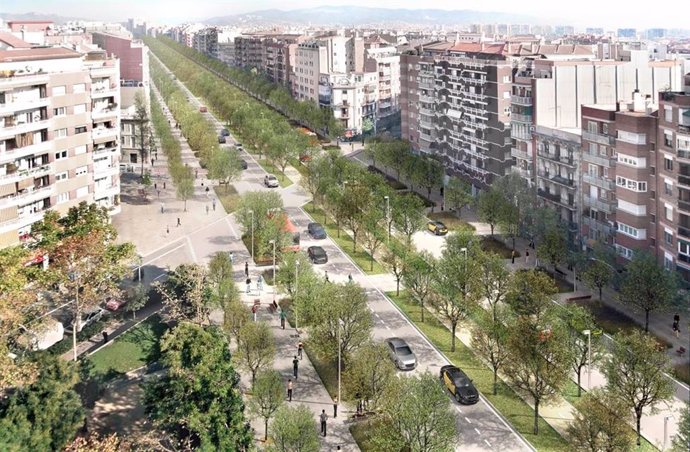 Remodelación que se hará en la avenida Meridiana entre las calles Mallorca y Navas.