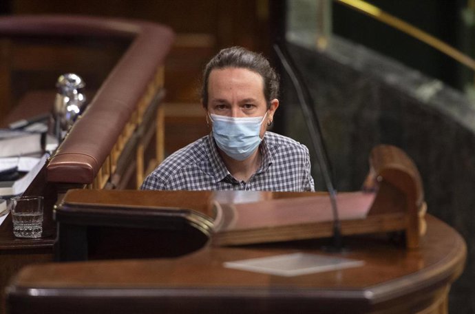 El vicepresidente segundo del Gobierno, Pablo Iglesias, en el Congreso de los Diputados el 24 de marzo de 2021.