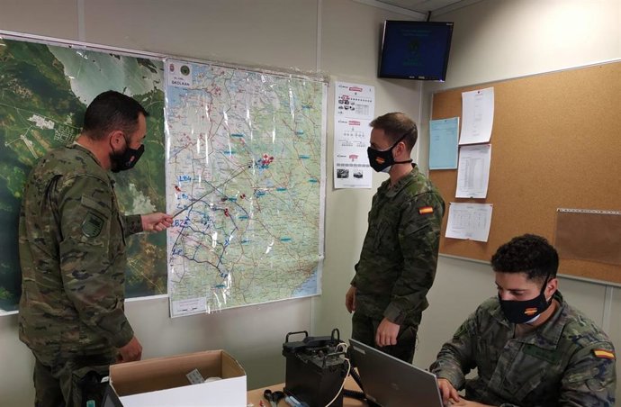 Efectivos de la Brigada 'Canarias' XVI del Ejército de Tierra durante el ejercicio Minerva 21 llevado a cabo en Zaragoza
