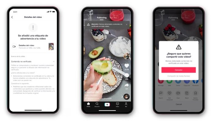 Notificación de contenido no verificado