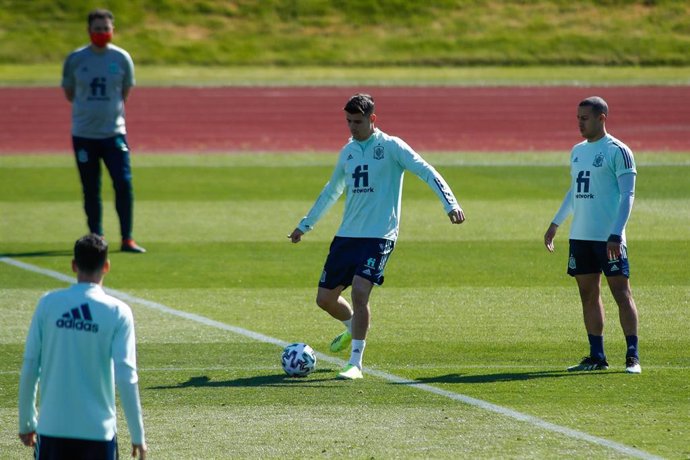 Alvaro Morata durante un entrenamiento de la selección española de fútbol en la Ciudad del Fútbol de Las Rozas