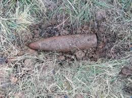 Imagen del proyectil de la Guerra Civil aparecido en Oviedo.