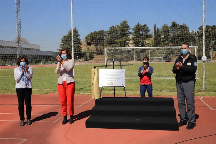 La presidenta del CSD, Irene Lozano, en el acto de homenaje a los trabajadores del CSD por su trabajo durante la pandemia.